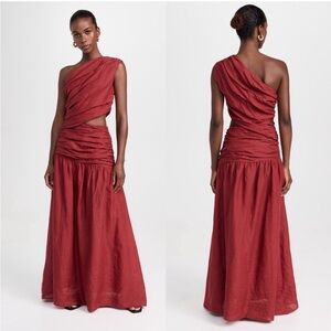 NWT Posse Joslin Merlot One-Shoulder Dress